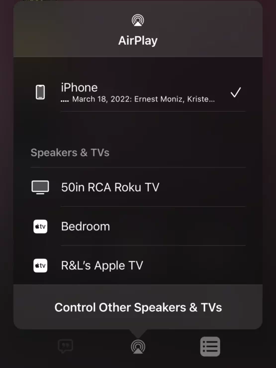 Select the Roku TV name from the devices list