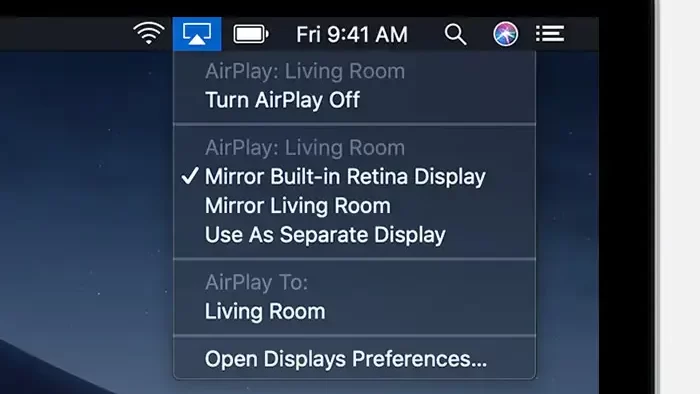 Enable AirPlay on Mac to AirPlay VRV on TV