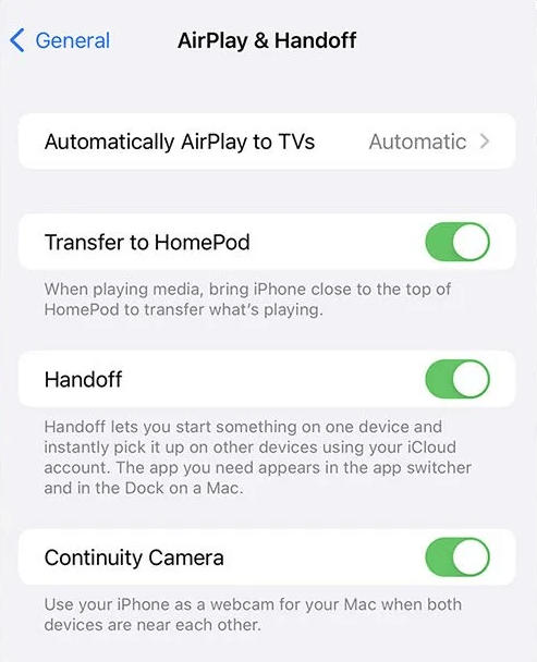 Turn on Transfer to HomePod