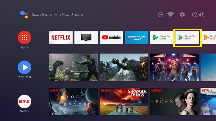 Open the Google Play Store on Seiki Android TV