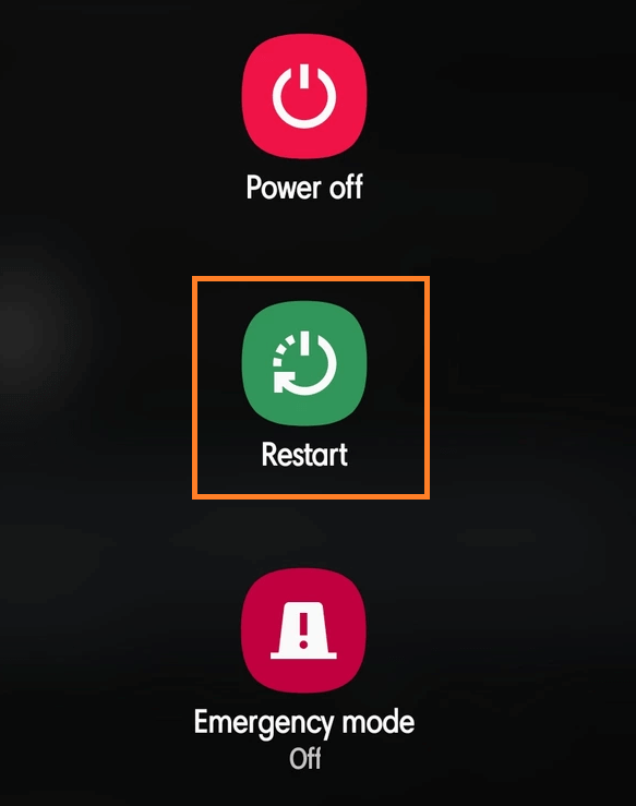 Select Restart option on Android phone