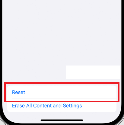 Screen Mirroring not working on iPhone - Select Reset option