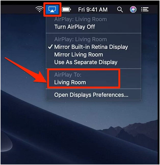 AirPlay Firefox on Apple TV - Tap AirPlay in the Menu bar